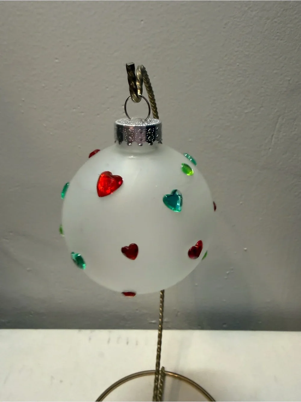 Lot of 6 Handmade Glass Christmas Ornaments Rhinestone Sticker Decor OOAK 3”